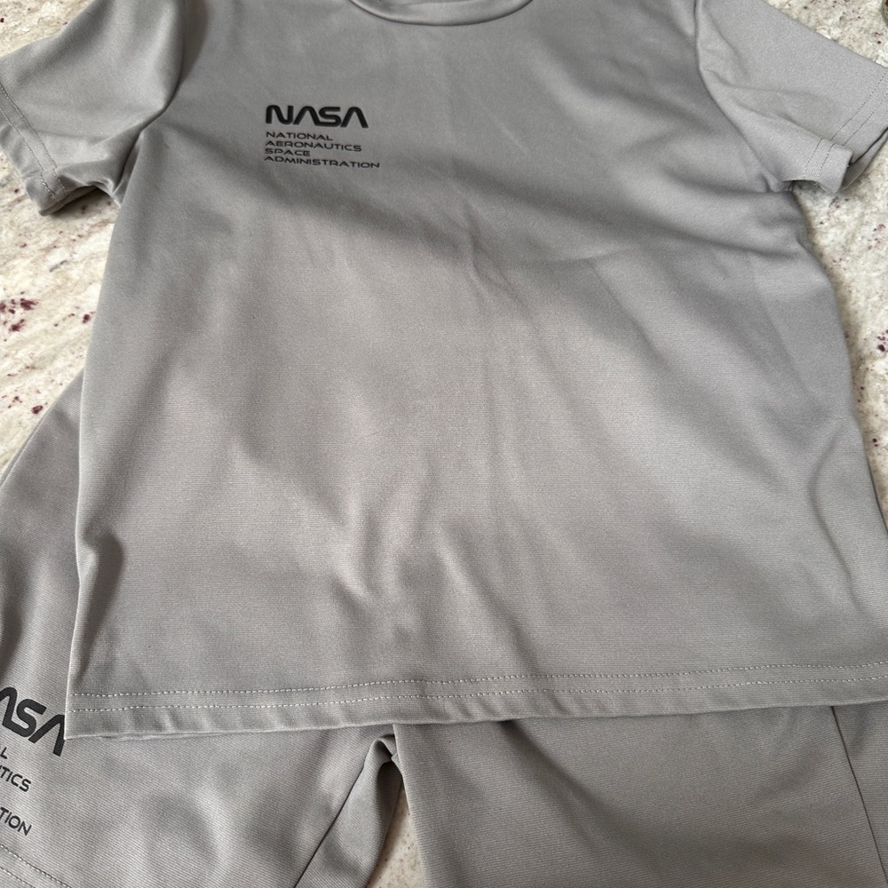 Gray NASA T-Shirt and Shorts Set
